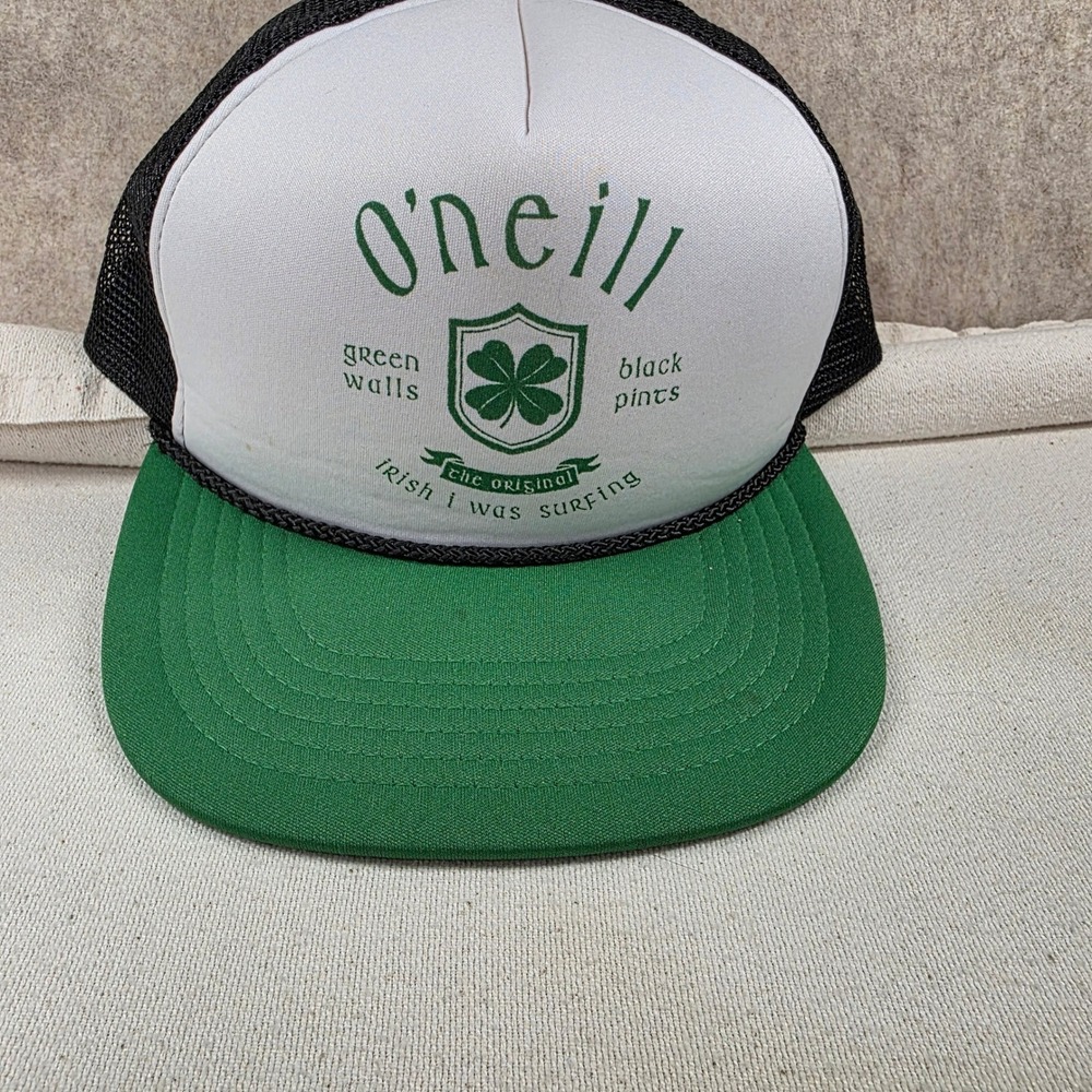 O'Neill Mens Irish I Was Surfing Trucker Hat Green White Black Snapback Cap